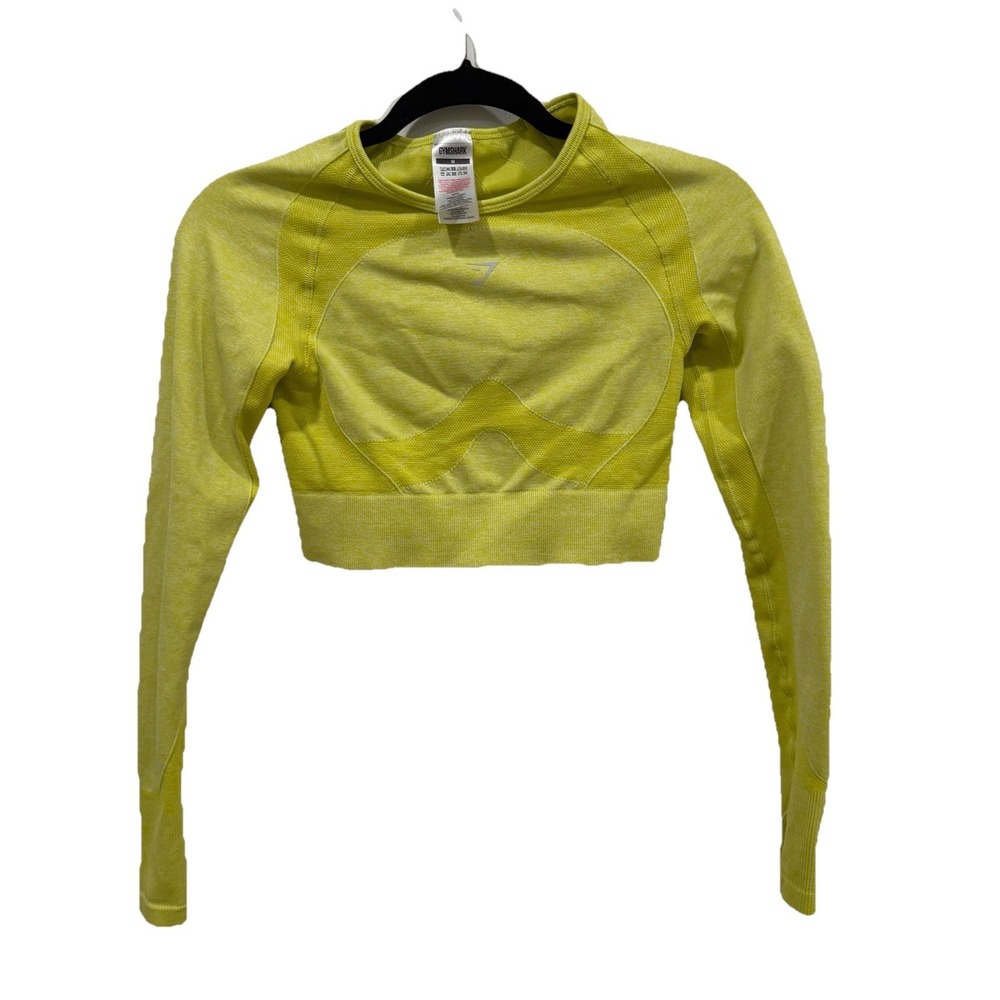 Gymshark Flex Sports Long Sleeve Crop Top Bright Yellow Size Medium‎ M